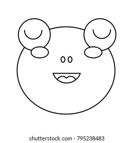 cute head frog animal close eyes cartoon