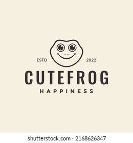 cute head frog smile lines logo design vector graphic symbol icon illustration creative idea