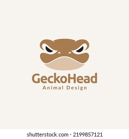 Cute Head Gecko Logo Design