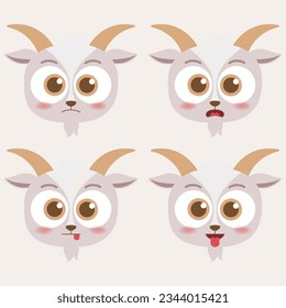 cute head goat emoji icon collection
