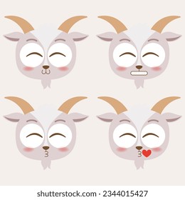 cute head goat emoji icon collection
