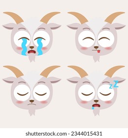 cute head goat emoji icon collection