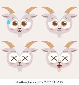 cute head goat emoji icon collection