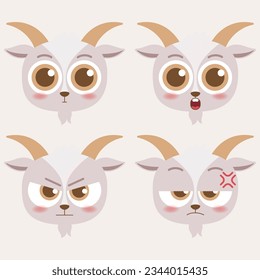 cute head goat emoji icon collection