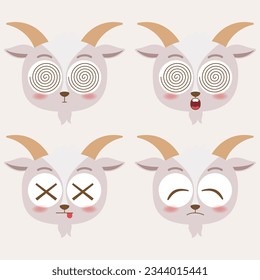 cute head goat emoji icon collection