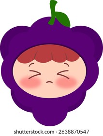 Cute Head Grape Sad Eyes Closed