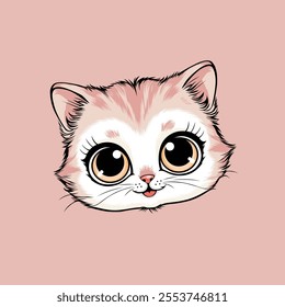 Cute Head Kitten Character Vector Cartoon Illustration 03122024