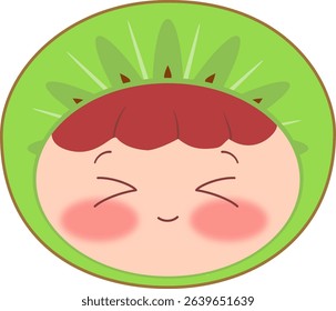 Cute Head a Kiwi Smiling Eyes Closed