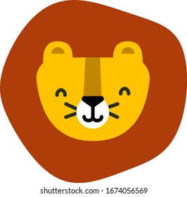 cute head of lion flat illustration