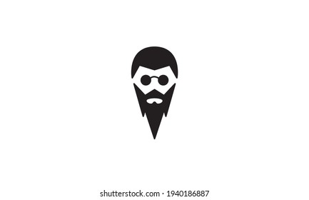 süßer Kopf Mann lang Bart Logo Vektorsymbol Symbol Design Illustration