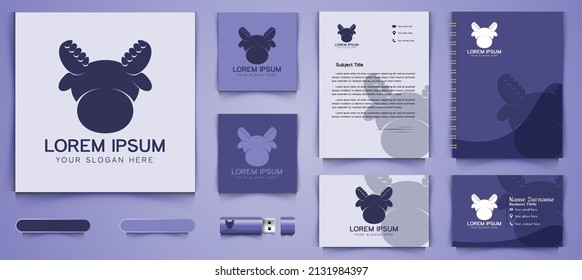 Cute Head moose deer logo and business branding template Designs Inspiration Isolated on White Background