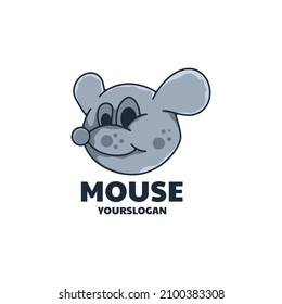 cute head mouse logo design