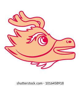 cute head orange dragon  animal mythological chinese