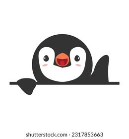 Cute Head Penguin cartoon banner vector