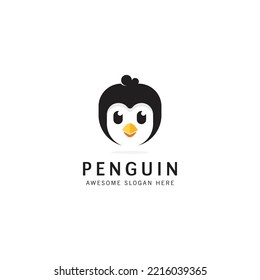 cute head penguin logo design, simple penguin logo vector template
