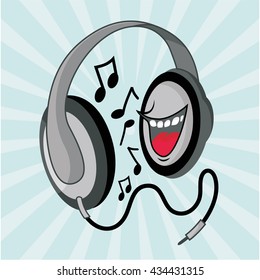 Cute head phone vector