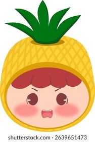 Cute Head a Pineapple Angry