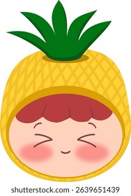 Cute Head a Pineapple Smiling Eyes Closed