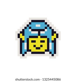 Cute head pixel art character . Logo for game design. 8-bit. Isolated vector illustration. Game assets. Design for avatar, stickers, web, mobile app.