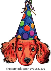 A cute head puppy with party hat