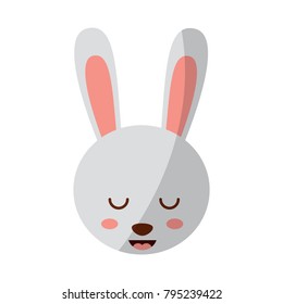 cute head rabbit animal close eyes cartoon