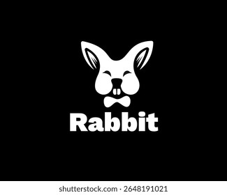 cute head rabbit with tie logo icon symbol design template illustration inspiration