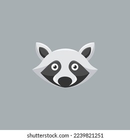 Cute Head Raccoon Cartoon Design