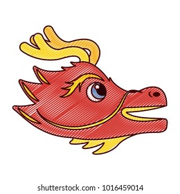 cute head red dragon animal mythological chinese