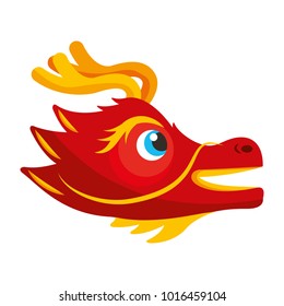 cute head red dragon animal mythological chinese