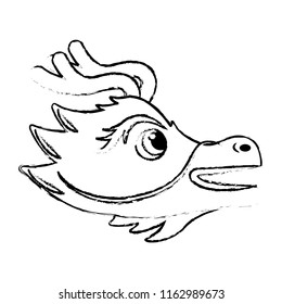 cute head red dragon animal mythological chinese