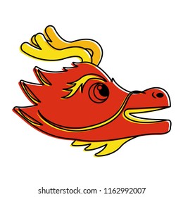 cute head red dragon animal mythological chinese