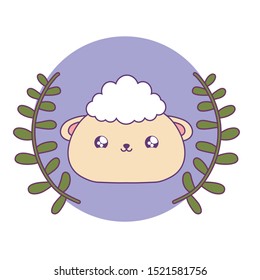 cute head of sheep baby animal kawaii vector illustration design