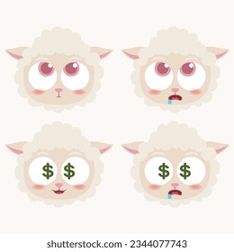 cute head sheep emoji icon collection