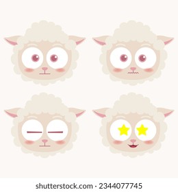 cute head sheep emoji icon collection