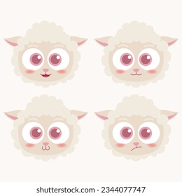 cute head sheep emoji icon collection