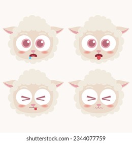 cute head sheep emoji icon collection