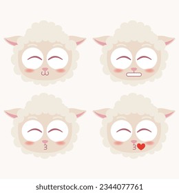cute head sheep emoji icon collection