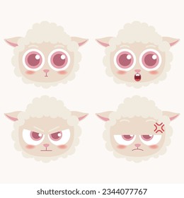 cute head sheep emoji icon collection