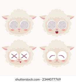 cute head sheep emoji icon collection