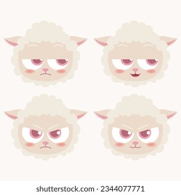 cute head sheep emoji icon collection