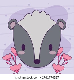 cute head skunk baby animal kawaii vector illustration design