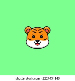 Cute head tiger character cartoon illustration vector