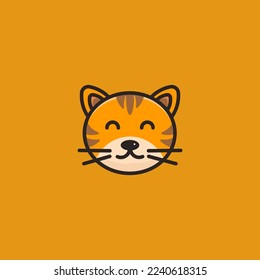 Cute Head Tiger Illustration Design