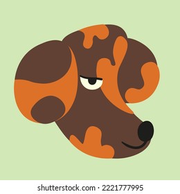 cute head vector dog in flat style hand drawn