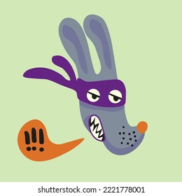cute head vector dog in flat style hand drawn