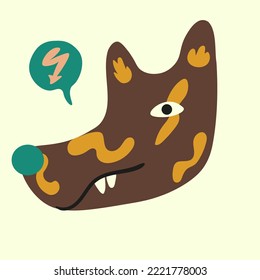 cute head vector dog in flat style hand drawn