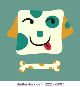 cute head vector dog in flat style hand drawn