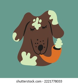 cute head vector dog in flat style hand drawn