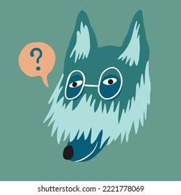 cute head vector dog in flat style hand drawn