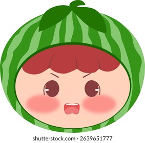 Cute Head a Watermelon Angry